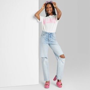 High-rise straight leg jeans